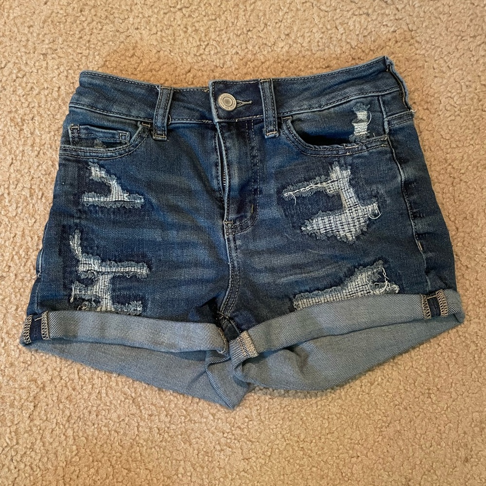 SO Blue Jean Shorts Distressed Cuffed Hem